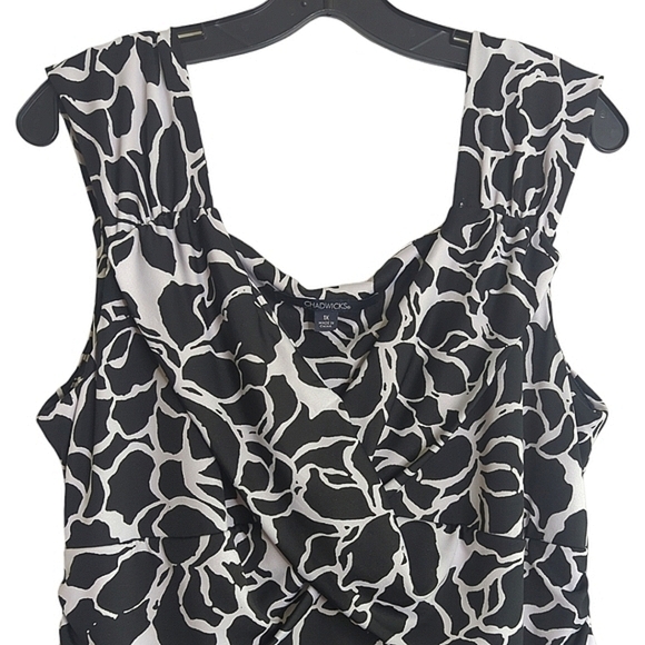 Chadwicks Black and White Sleeveless Floral Midi Dress 1X - Picture 4 of 10